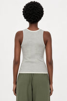 Light grey and ivory double layer button front knit tank_2