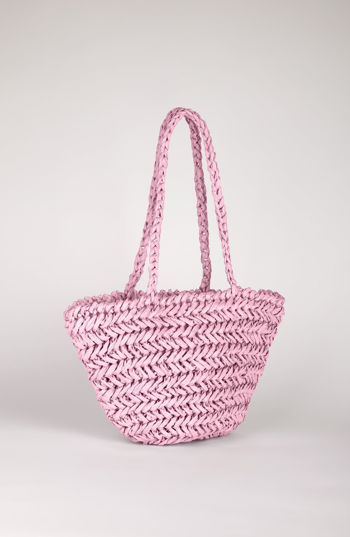 Pink straw mini tote bag