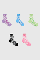 Mixed flower sheer socks - Set of 5