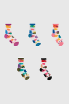 Bright multicolour sheer floral socks - Set of 5
