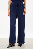 Navy blue textured trousers_1