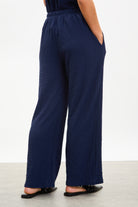 Navy blue textured trousers_2