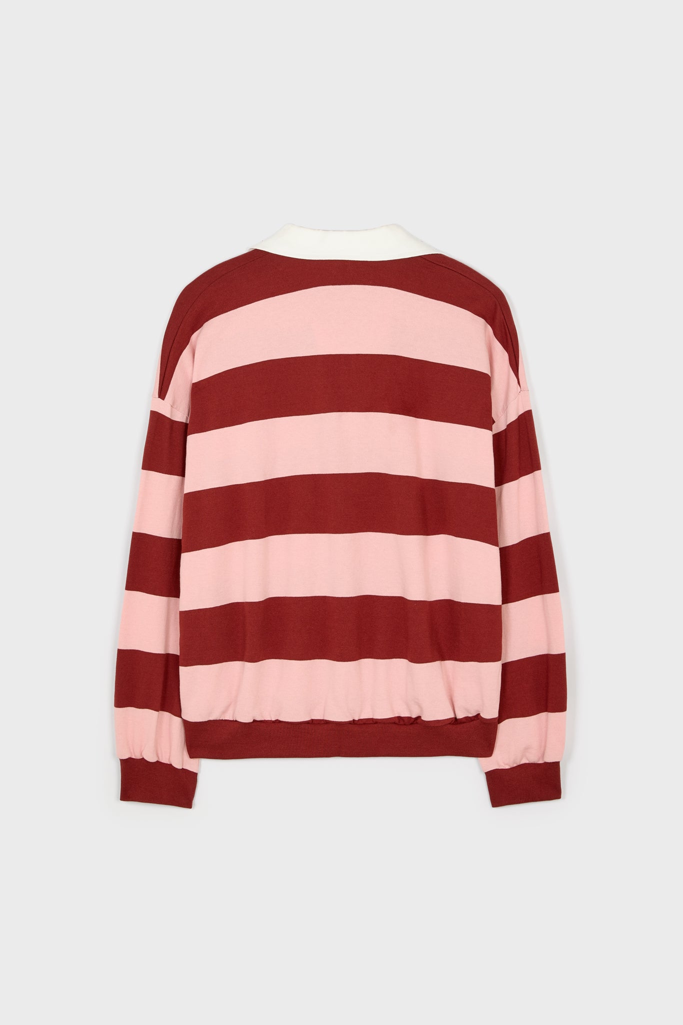 Pink and burgundy thick block striped rugby shirt_7