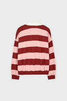 Pink and burgundy thick block striped rugby shirt_7