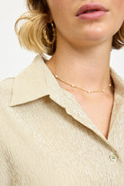 Beige textured stripe button up shirt_3