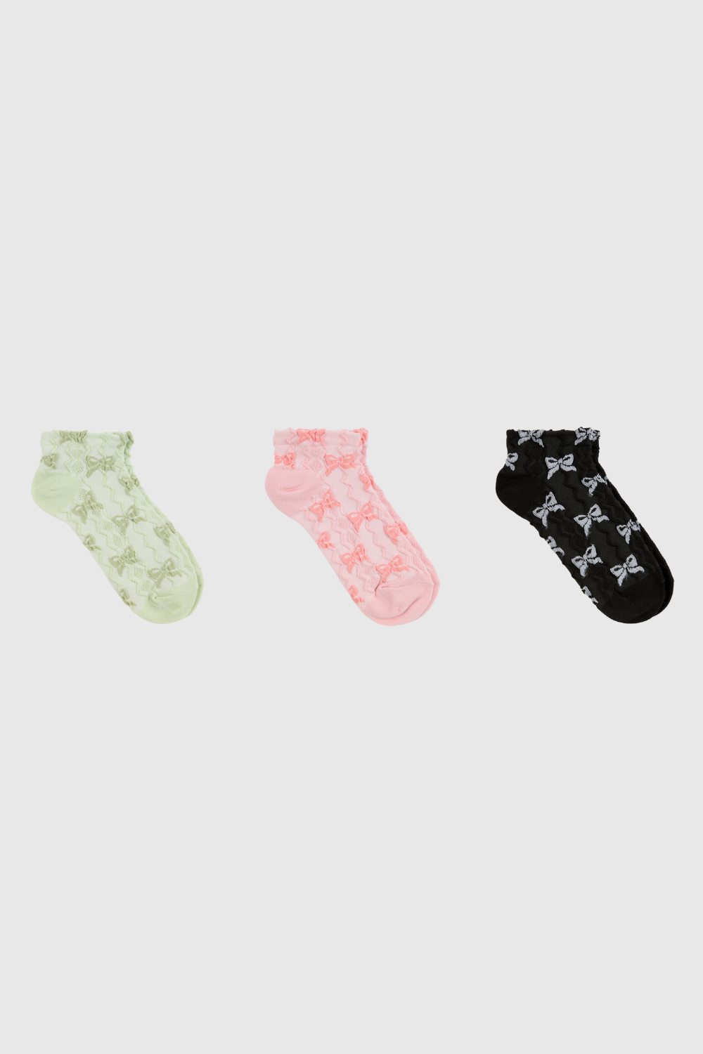Semi sheer bow pop socks - Set of 3