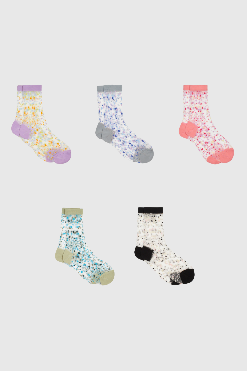 Sheer multicolour dot socks - Set of 5