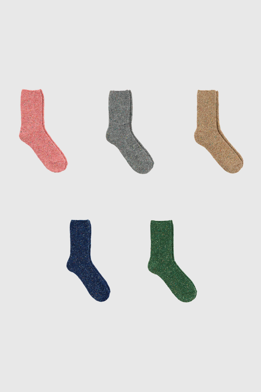 Smooth rainbow fleck wool blend socks - Set of 5