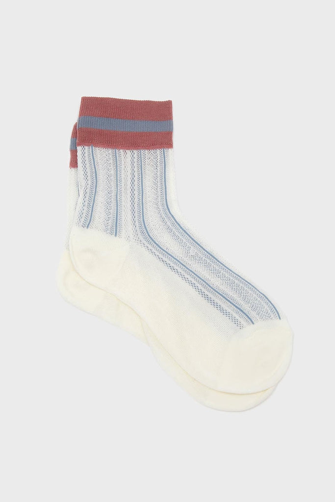 Ivory and pink stripe hem socks_1