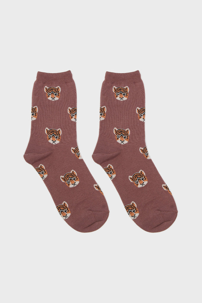 Pale brown 'Zodiac Tiger' socks_3