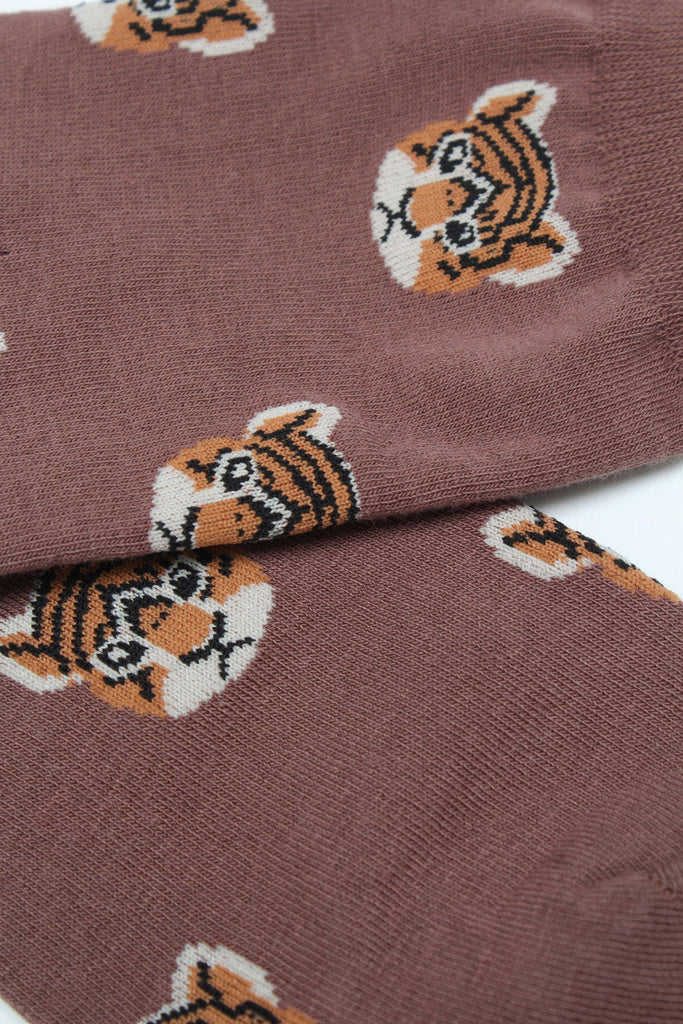 Pale brown 'Zodiac Tiger' socks_2