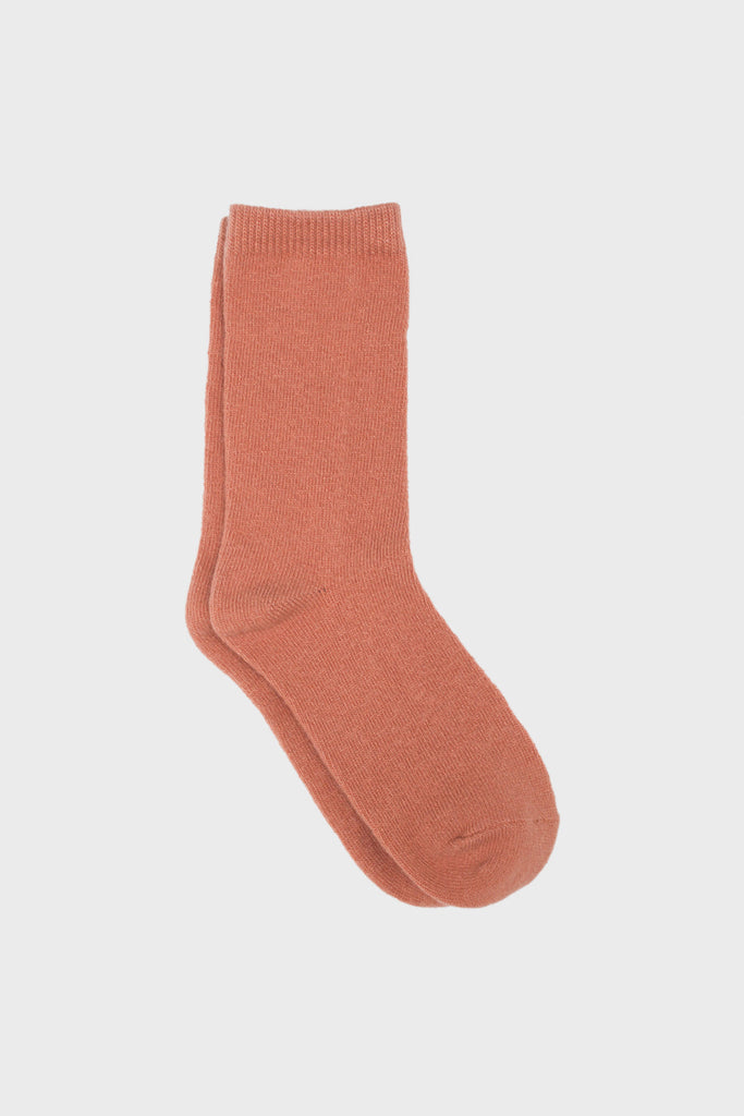 Deep peach smooth cashmere wool blend socks_1