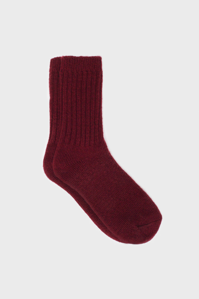 Burgundy ribbed cashmere wool blend socks_1