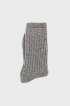 Light grey ribbed cashmere wool blend socks_4