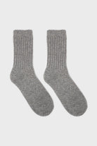 Light grey ribbed cashmere wool blend socks_2