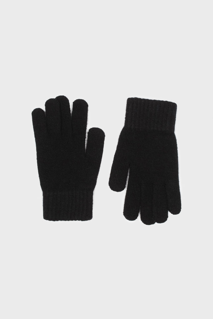 Black smooth wool blend gloves_2
