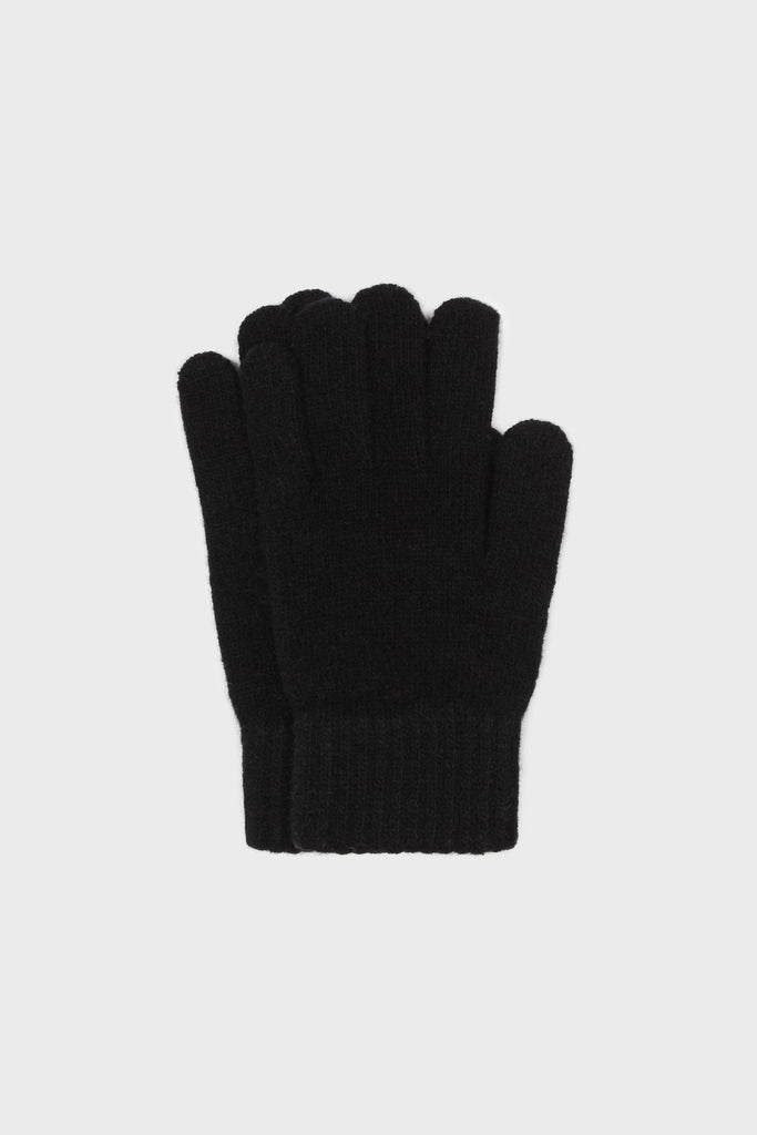 Black smooth wool blend gloves_3