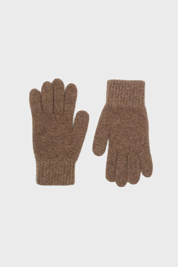 Light brown smooth wool blend gloves_2