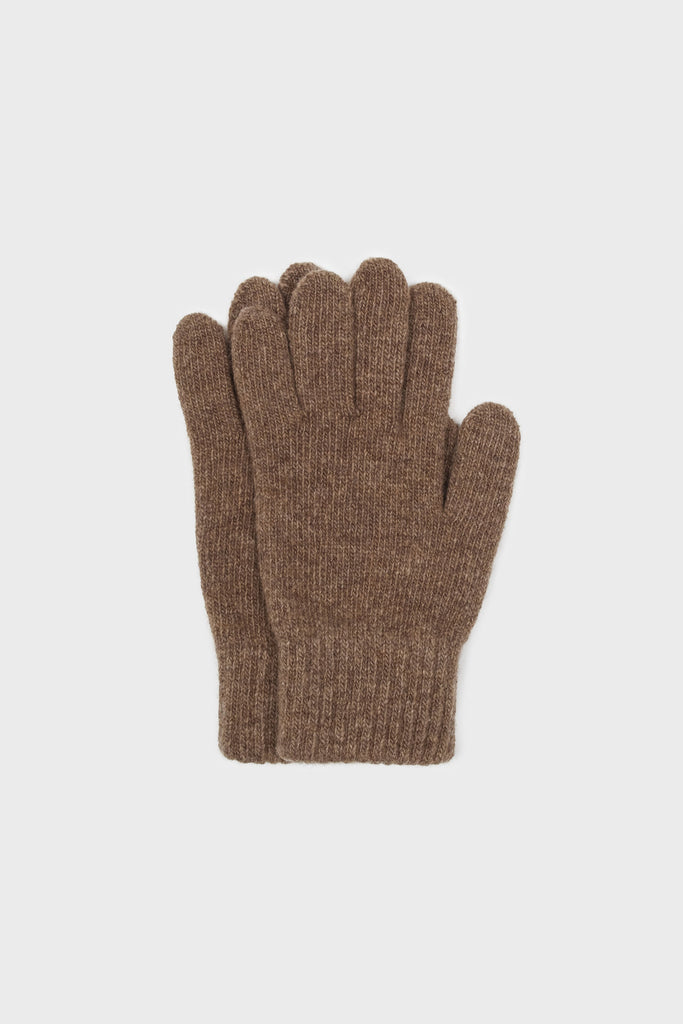 Light brown smooth wool blend gloves_3
