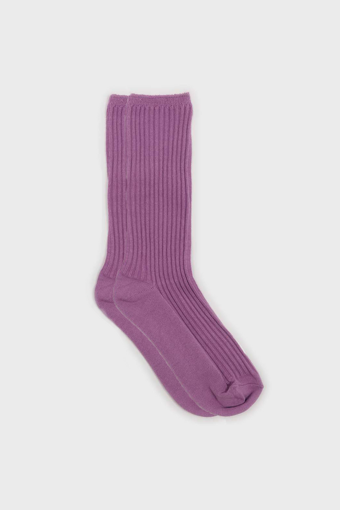 Light purple long ribbed socks_1