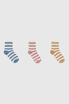 Stripe tiny smiley face socks - Set of 3