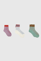 Stripe hem socks- Set of 3