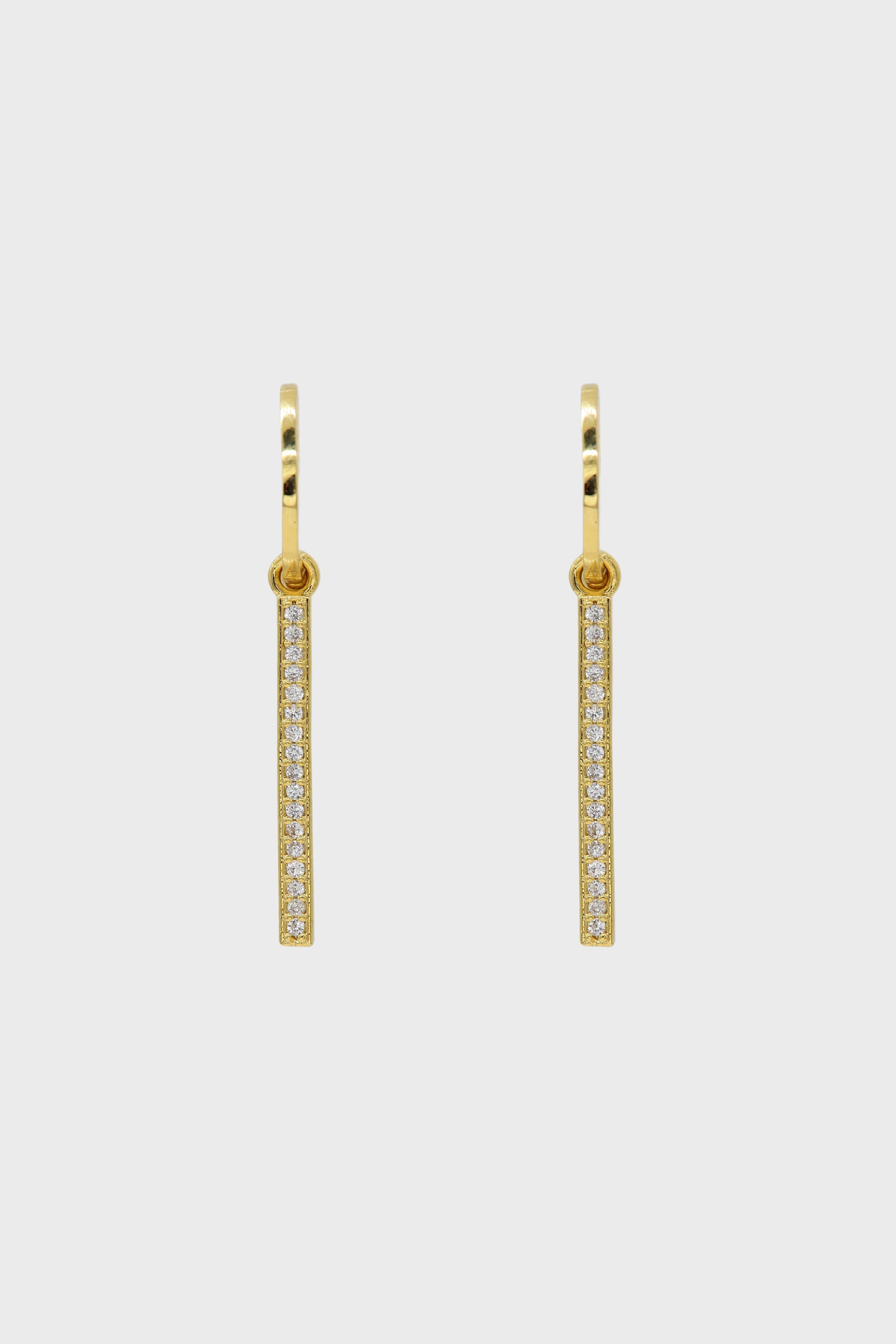 Gold dangling diamante bar hoop earrings