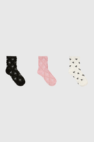 Tiny bow diamond texture socks - Set of 3