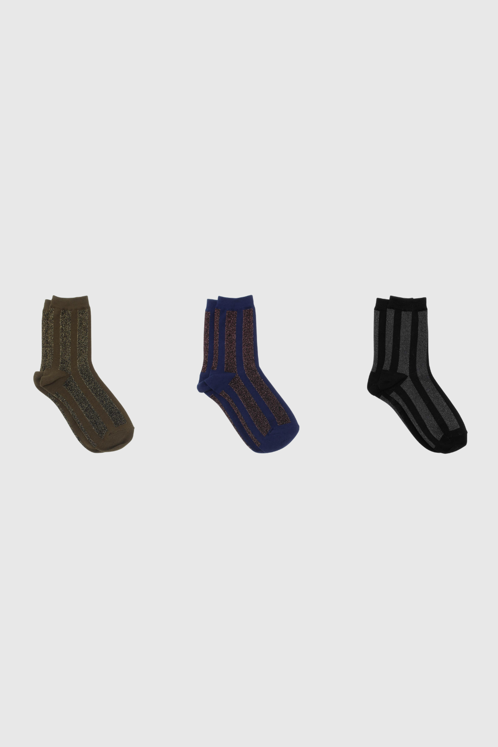 Glitter vertical striped socks - Set of 3