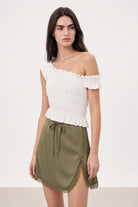 White wide ruched asymmetric tank_1