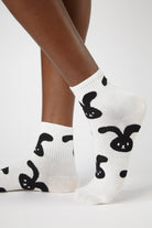 White and black 'Zodiac Rabbit' floppy ears socks_1