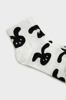 White and black 'Zodiac Rabbit' floppy ears socks_3